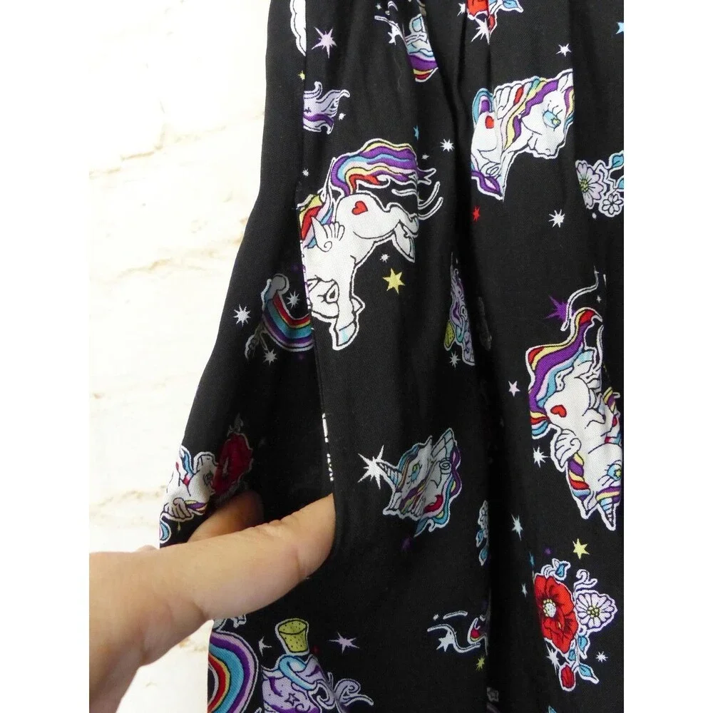 Hell Bunny Skirt Women XL Black Unicorn Rainbow 60s Mod Retro Kidcore Kawaii NWT - Picture 6 of 15